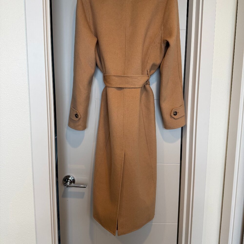 Reiss Brooks Belted Wool Blend Longline Coat Camel size 8 US - Picture 3 of 7